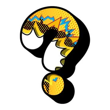Question mark filled with comic book explosion, background. Stock Illustration