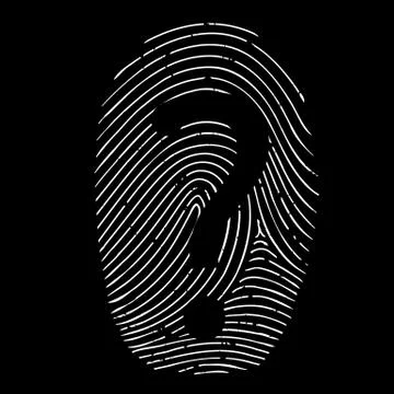 Question mark on a fingerprint Stock-Illustration