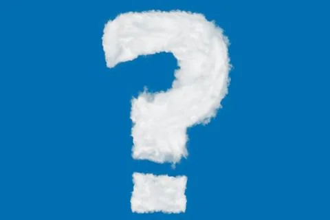 Question mark font symbol made of clouds on blue Stock Illustration