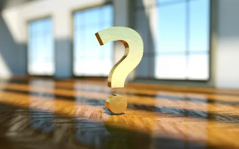 Question mark in front of a real estate background. realtor concept - 3D Rend Stock Illustration