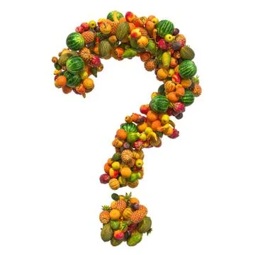 Question mark from fruits, 3D rendering Stock Illustration