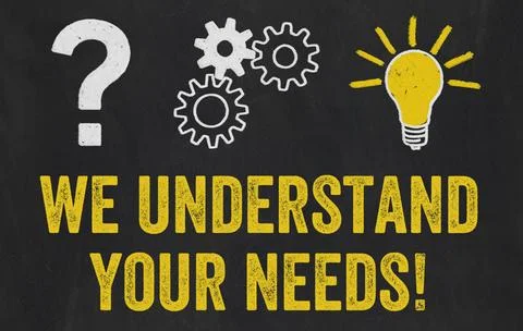 Question Mark, Gears, Light Bulb Concept - We understand your needs Questi... Stock Photos