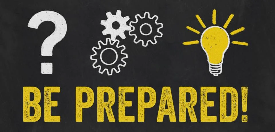 Question Mark, Gears, Light Bulb Concept - Be prepared Question Mark, Gear... Stock Photos