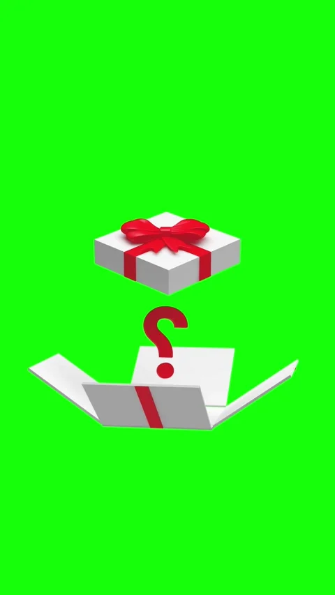 Question mark in a gift box on green screen, 3D animation. Stock Footage 337448351