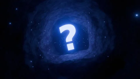 Question Mark Glowing Blue inside a Cave Animated CGI Concept Blue Stock Footage 327901698