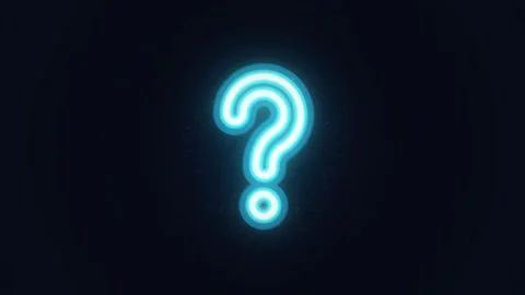 Question mark.. Glowing blue neon question mark icon on dark background Stock Footage 339042364