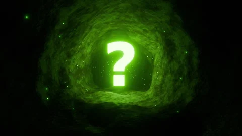 Question Mark Glowing Green inside a Cave Animated CGI Concept Stock Footage 327901671