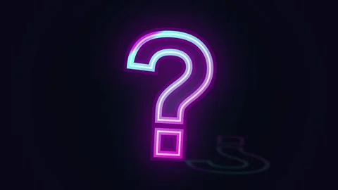Question mark. Glowing neon blue and purple question mark on dark background Stock Footage 339042379