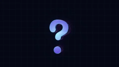 Question mark glowing neon symbol on dark digital grid background for concept Stock Footage 345897249
