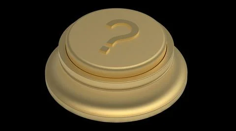 Question mark gold button isolated 3d illustration golden render Stock Illustration