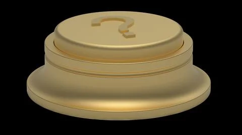 Question mark gold button isolated 3d illustration golden render Illustrazione stock