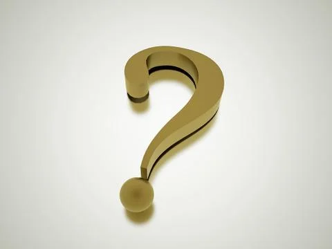 Question mark gold render with reflection Stock Illustration