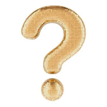Question mark from golden glitter mirror facets. 3D rendering Stockillustratie