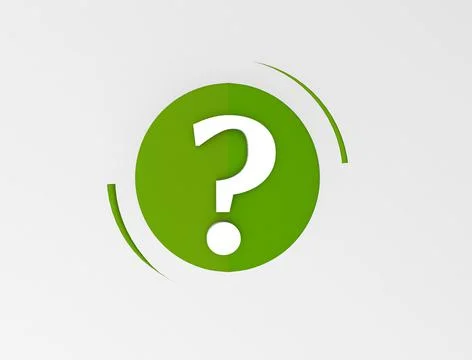 Question Mark green white BG image 3D render image Stock Illustration