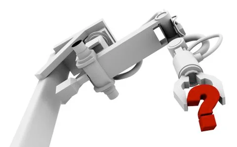Question Mark In Grip Of Robot Arm Stock Illustration