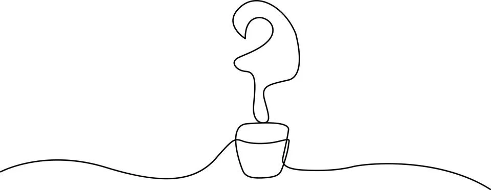 Question mark growing from a small pot Vector Stock Illustration