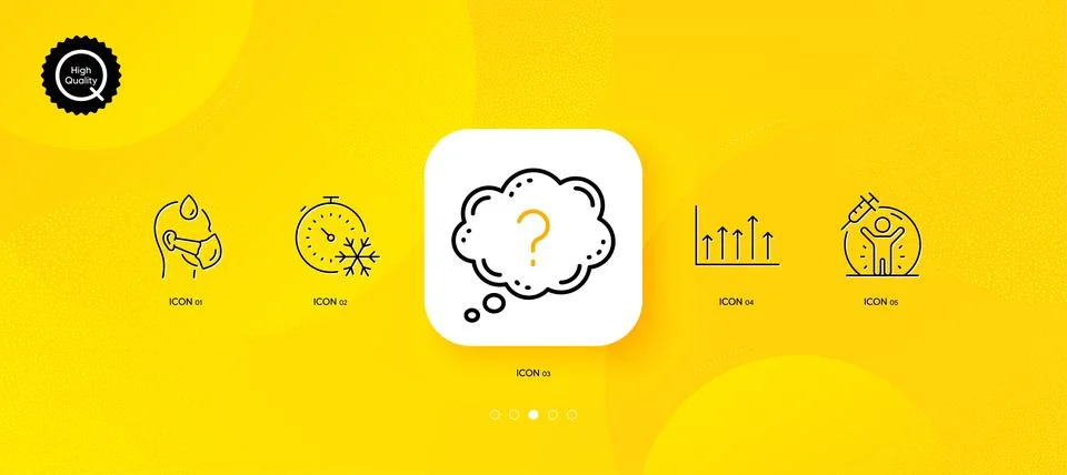 Question mark, Growth chart and Sick man minimal line icons. For web application Stock Illustration