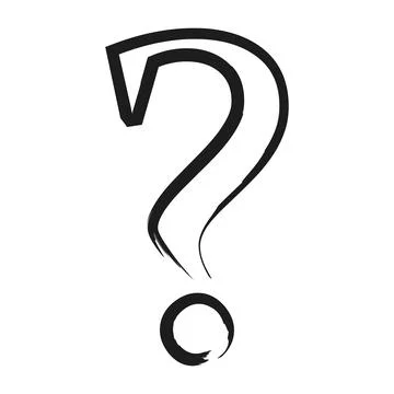 Question mark in grunge brush stroke style. Question and answer mark black icon. Stock Illustration