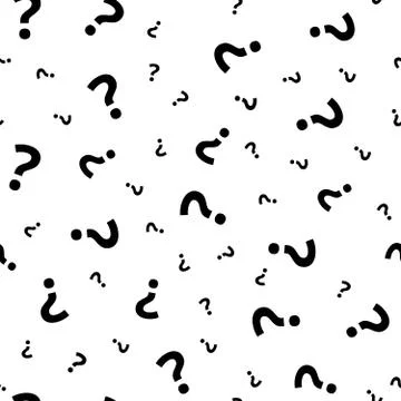 Question mark grunge seamless pattern. Query marks random vector repeat Stock Illustration