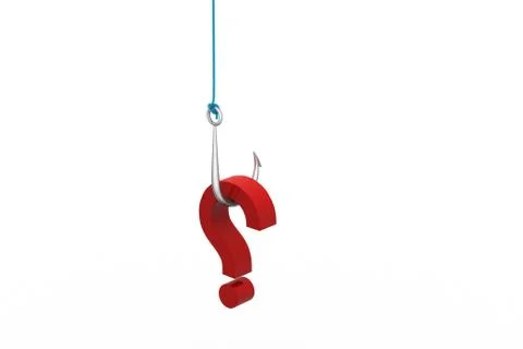 Question mark hanging the fish hook Stock Illustration