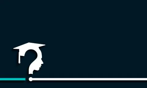 Question mark head with Education Cap, vector Illustrazione stock