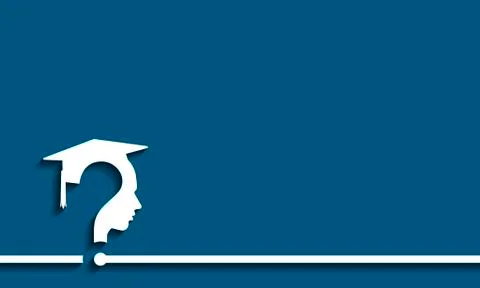 Question mark head with Education Cap, vector Stock Illustration