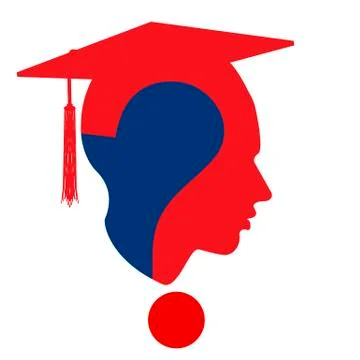 Question mark head with education cup symbol Stock Illustration