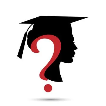 Question mark head with graduation student icon Stock Illustration