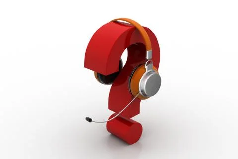 Question mark in headphones. on-line support concept Free Stock Illustration