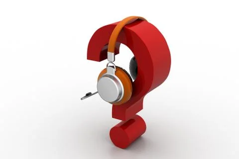 Question mark in headphones. on-line support concept Free Stock Illustration