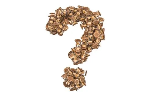 Question mark from hourglass, 3D rendering Stock Illustration