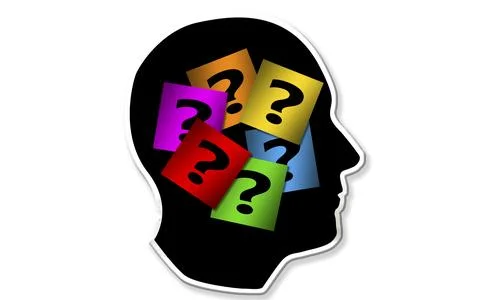 Question mark with human head Stock Illustration