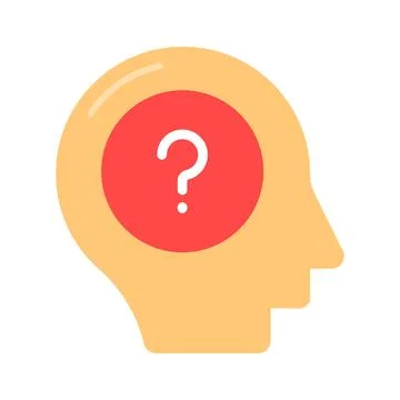 Question mark with human mind denoting concept vector of customer doubt Stock Illustration