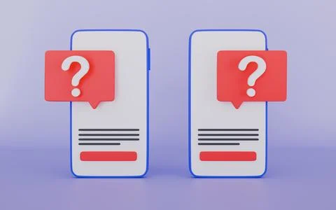 Question mark icon and question button on mobile screen phone Stock Illustration