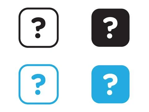 Question mark icon black and white vector outline sign Stock Illustration