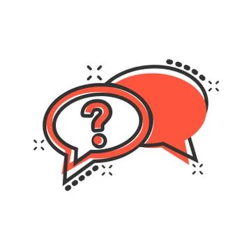 Question mark icon in comic style. Discussion speech bubble vector cartoon il Stock Illustration