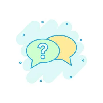Question mark icon in comic style. Discussion speech bubble vector cartoon il Stock Illustration