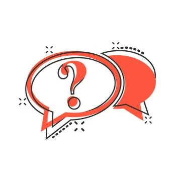 Question mark icon in comic style. Discussion speech bubble vector cartoon il Stock Illustration