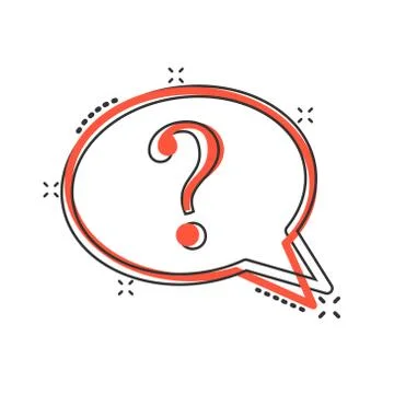 Question mark icon in comic style. Discussion speech bubble cartoon vector il Stock Illustration