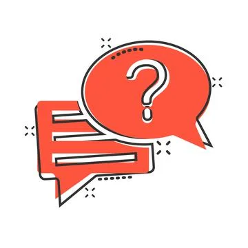 Question mark icon in comic style. Discussion speech bubble cartoon vector il Stock Illustration