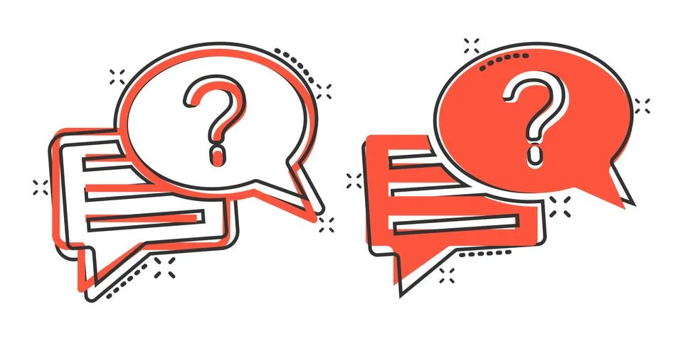 Question mark icon in comic style. Discussion speech bubble cartoon vector il Stock Illustration