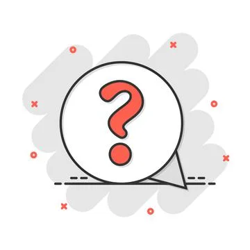 Question mark icon in comic style. Discussion speech bubble vector cartoon il Illustrazione stock