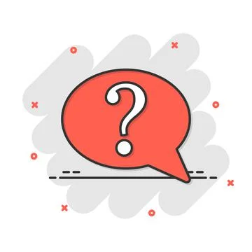 Question mark icon in comic style. Discussion speech bubble cartoon vector il Stock Illustration