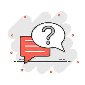 Question mark icon in comic style. Discussion speech bubble cartoon vector il Stock Illustration