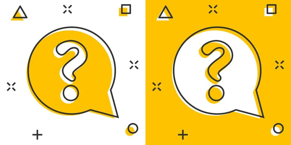 Question mark icon in comic style. Discussion speech bubble vector cartoon il Stock Illustration