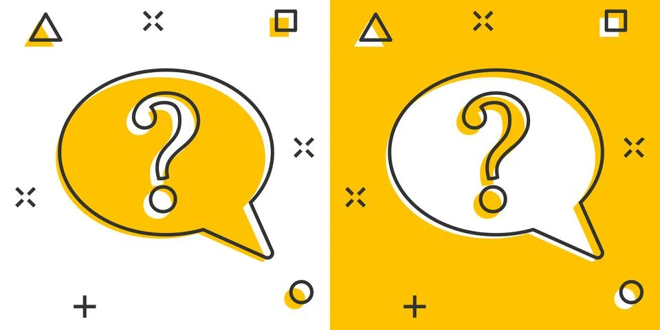 Question mark icon in comic style. Discussion speech bubble cartoon vector il Stock Illustration
