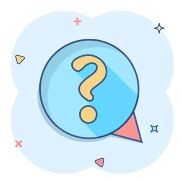 Question mark icon in comic style. Discussion speech bubble vector cartoon il Stock Illustration