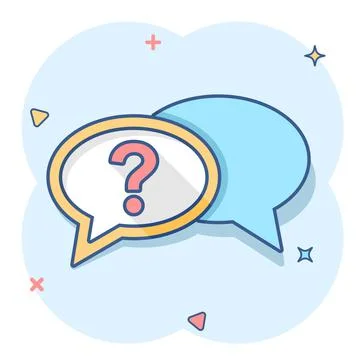Question mark icon in comic style. Discussion speech bubble vector cartoon il Stock Illustration
