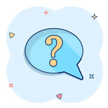 Question mark icon in comic style. Discussion speech bubble cartoon vector il Stock Illustration