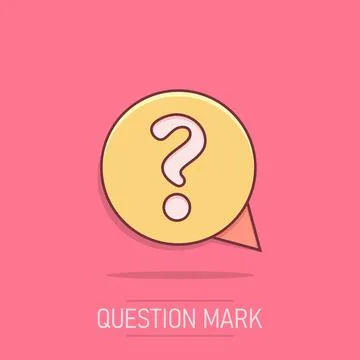 Question mark icon in comic style. Discussion speech bubble vector cartoon .. Stock Illustration